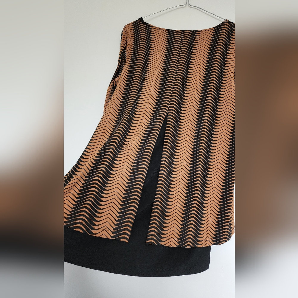 Alfani Tan Brown Rust Black Maternity Top Blouse - Picture 5 of 6